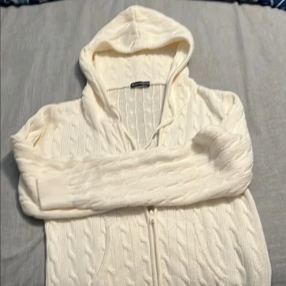 Brandy Melville Ivory Cable Knit Hoodie - Picture 1 of 2